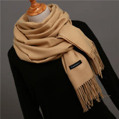 Solid Color Imitation Cashmere Scarf for Women Warm Shawl with Tassels