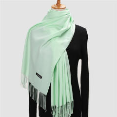 Solid Color Imitation Cashmere Scarf for Women Warm Shawl with Tassels