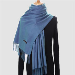 Solid Color Imitation Cashmere Scarf for Women Warm Shawl with Tassels