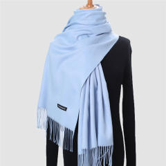 Solid Color Imitation Cashmere Scarf for Women Warm Shawl with Tassels