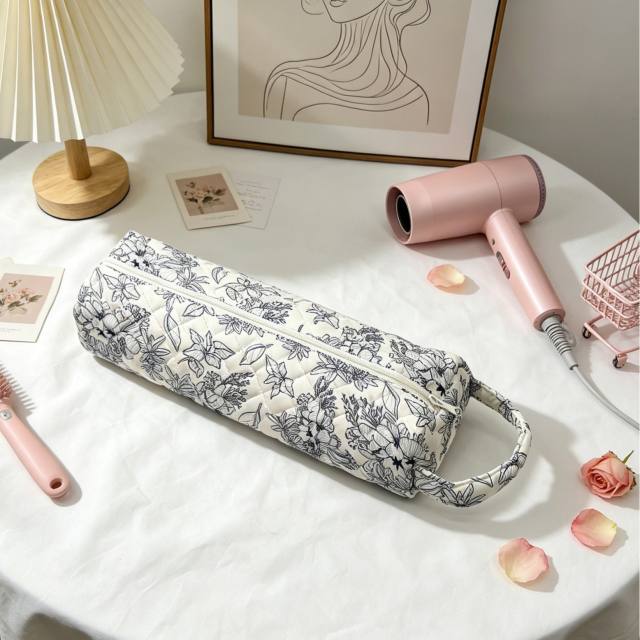 Hair dryer bag with floral patterns large capacity travel storage bag