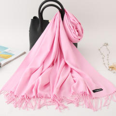 Solid Color Imitation Cashmere Scarf for Women Warm Shawl with Tassels