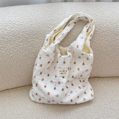 Autumn and Winter Korean Style Sweet Cartoon Bear Embossed Shoulder Bag Daily All-match Student Underarm Vest Bag for Women