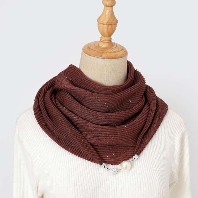 Autumn New Solid Color Crumpled Magnetic Buckle Scarf