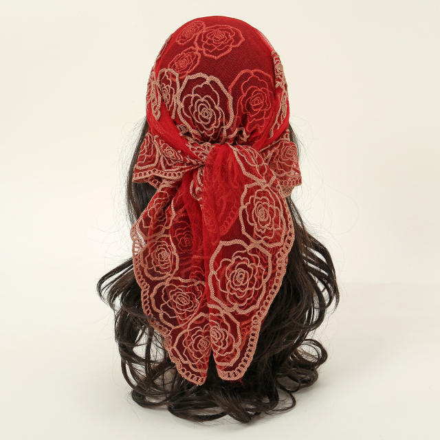 Hot popular embroidered 80cm square scarf headscarf decorative scarves