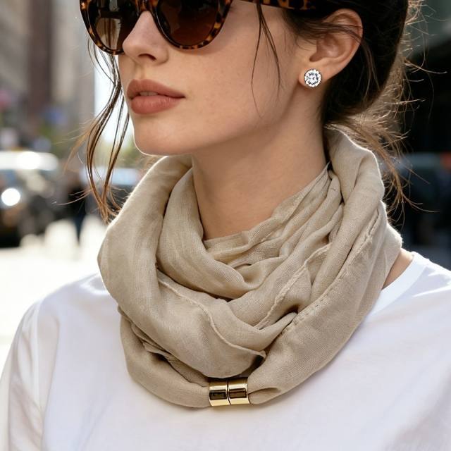 Spring summer new design plain color magnetic snap scarf for women