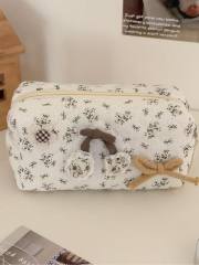 Ins-Style Fresh Floral Makeup Bag Three-Piece Set Quilted Fabric Handbag