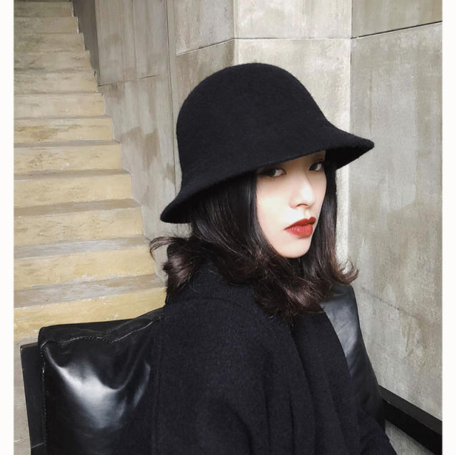 Women's Autumn Winter Fisherman Hat British Retro Style Furry Thickened Basin Hat