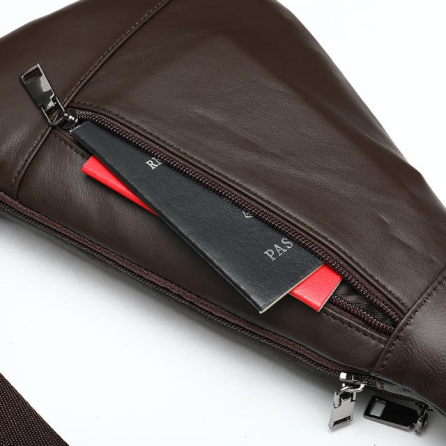 Retro Multifunctional Chest Bag First-Layer Cowhide Shoulder Bag