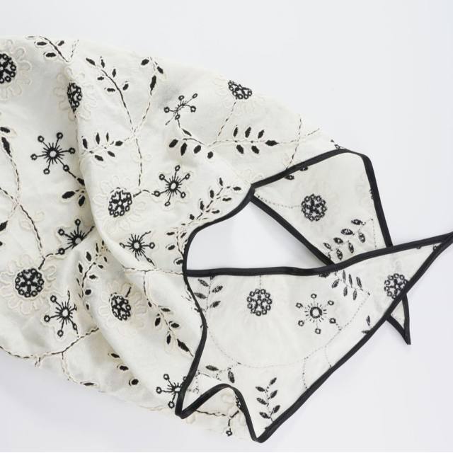 Embroidered Floral Headscarf Triangular Scarf