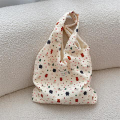 Autumn and Winter Korean Style Sweet Cartoon Bear Embossed Shoulder Bag Daily All-match Student Underarm Vest Bag for Women