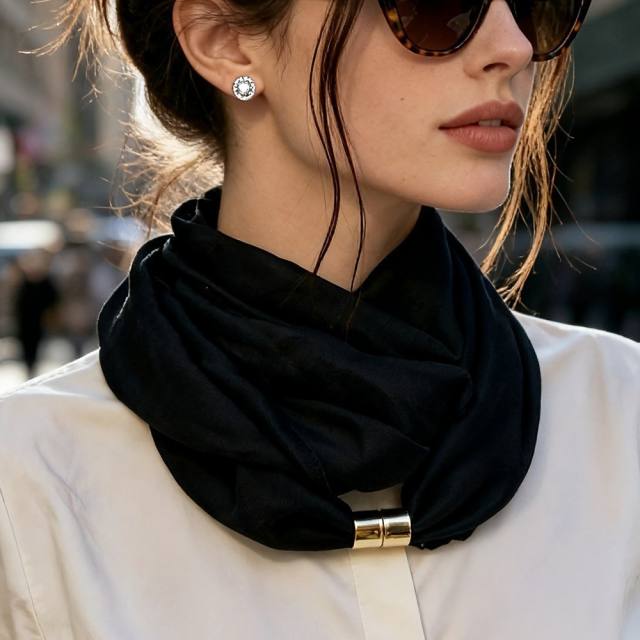 Spring summer new design plain color magnetic snap scarf for women
