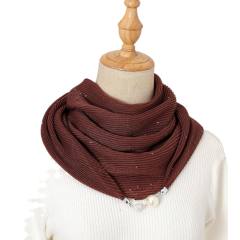 Autumn New Solid Color Crumpled Magnetic Buckle Scarf