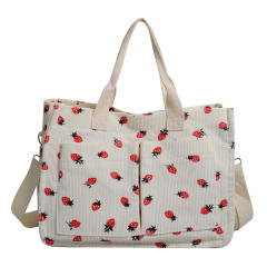 New Fruit Strawberry Printed Large Capacity Multi-pocket Bag