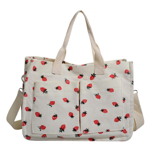 New Fruit Strawberry Printed Large Capacity Multi-pocket Bag