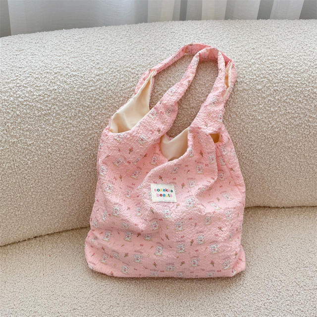 Autumn and Winter Korean Style Sweet Cartoon Bear Embossed Shoulder Bag Daily All-match Student Underarm Vest Bag for Women