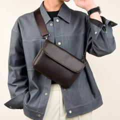Men's Bag Crossbody Cool Small Bag Men's Shoulder Bag Genuine Leather Stylish Men's Clutch Bag