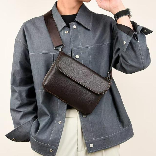 Men's Bag Crossbody Cool Small Bag Men's Shoulder Bag Genuine Leather Stylish Men's Clutch Bag