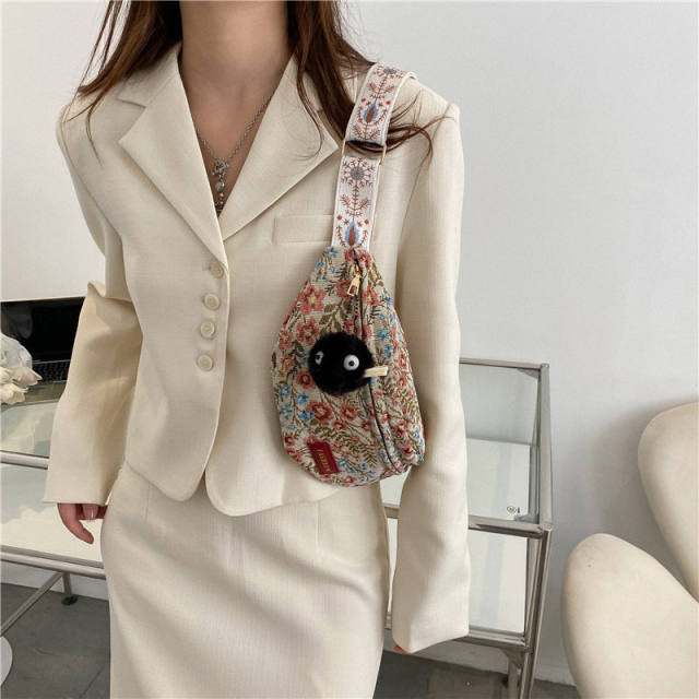 Small Women's Bag Fashion Autumn Retro Wide Strap Crossbody Bag Chest Bag Waist Bag
