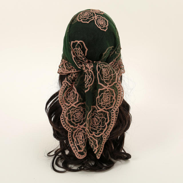 Hot popular embroidered 80cm square scarf headscarf decorative scarves