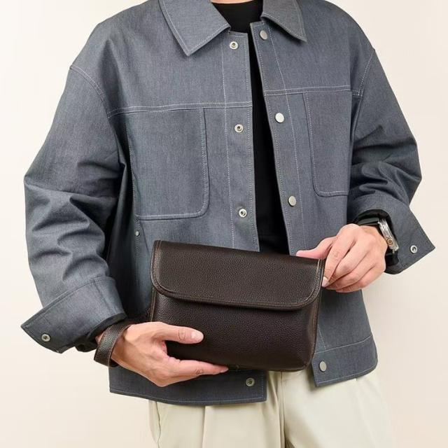 Men's Bag Crossbody Cool Small Bag Men's Shoulder Bag Genuine Leather Stylish Men's Clutch Bag