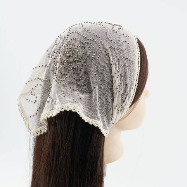 Retro Forest Style Lace Embroidered Triangle Scarf Headscarf for Women