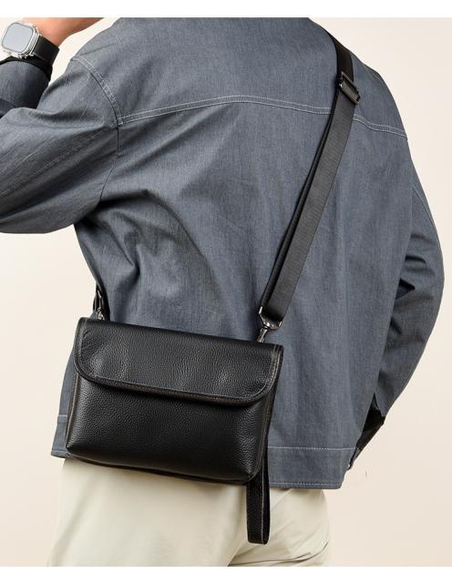 Men's Bag Crossbody Cool Small Bag Men's Shoulder Bag Genuine Leather Stylish Men's Clutch Bag