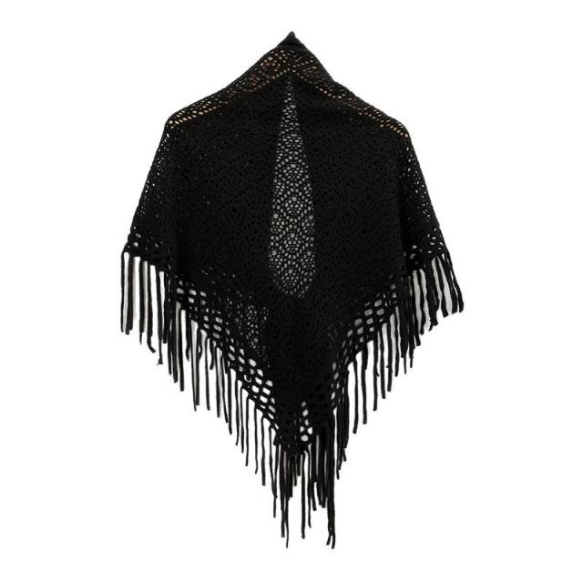 Hot Sale New Style Knitted Tassel Triangle Towel Women's Fashion All-match Hollow Shawl