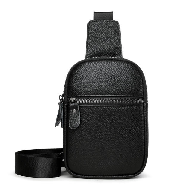 Head layer cowhide men's bag simple men's chest bag