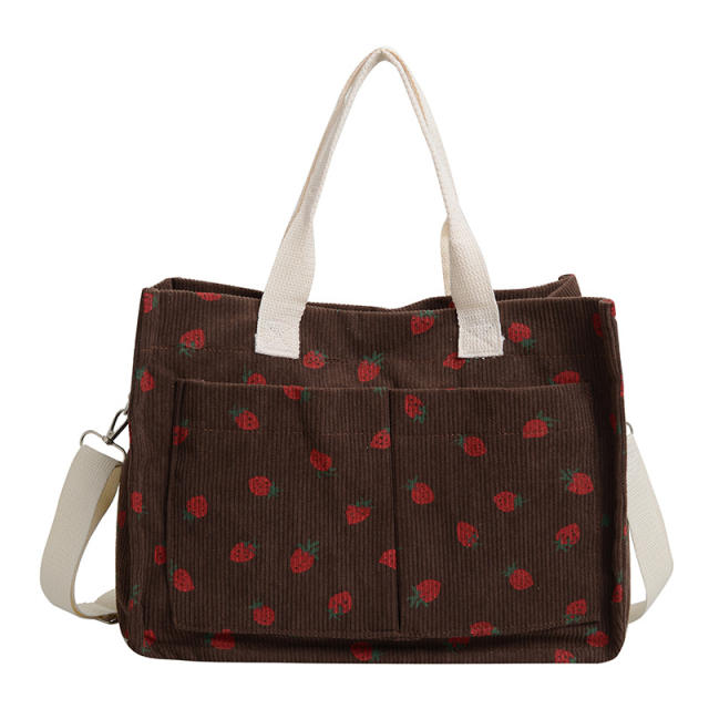 New Fruit Strawberry Printed Large Capacity Multi-pocket Bag