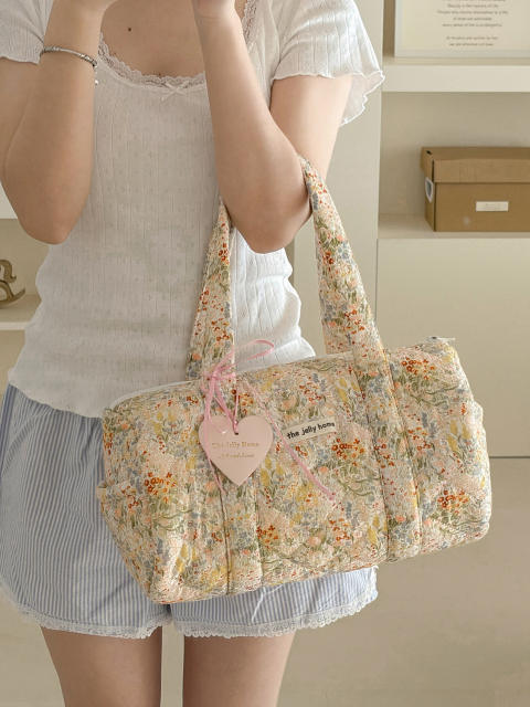 Floral Cylindrical Handbag Mommy Bag New Large-Capacity Travel Portable Floral Handbag