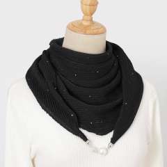 Autumn New Solid Color Crumpled Magnetic Buckle Scarf