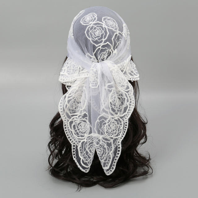Hot popular embroidered 80cm square scarf headscarf decorative scarves