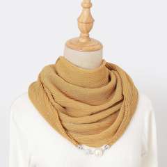 Autumn New Solid Color Crumpled Magnetic Buckle Scarf