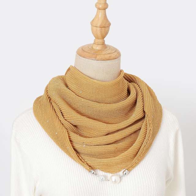 Autumn New Solid Color Crumpled Magnetic Buckle Scarf
