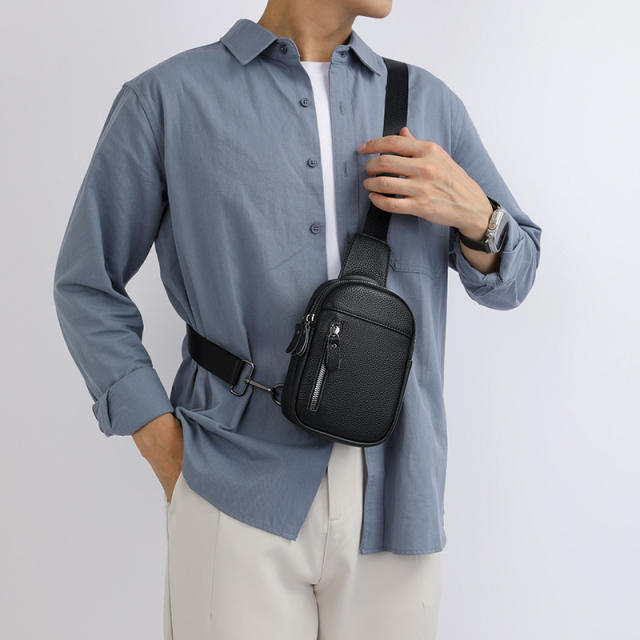 Head layer cowhide men's bag simple men's chest bag
