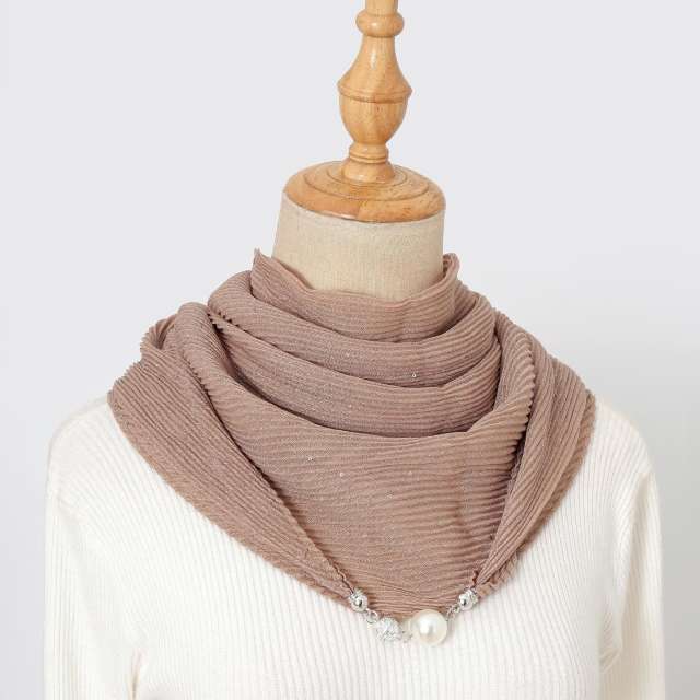 Autumn New Solid Color Crumpled Magnetic Buckle Scarf