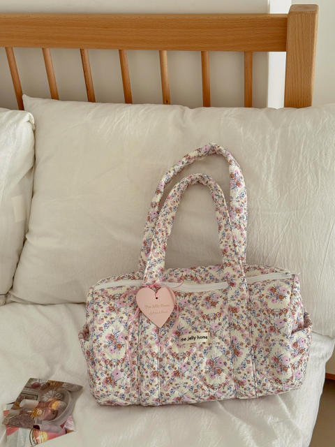 Floral Cylindrical Handbag Mommy Bag New Large-Capacity Travel Portable Floral Handbag