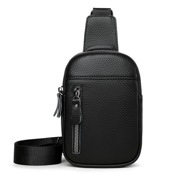 Head layer cowhide men's bag simple men's chest bag
