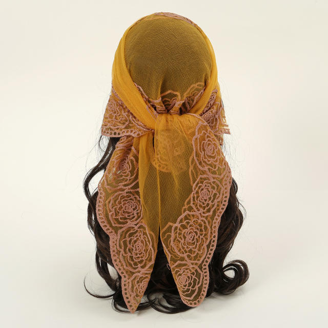 Hot popular embroidered 80cm square scarf headscarf decorative scarves