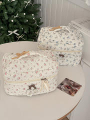 Ins-Style Fresh Floral Makeup Bag Three-Piece Set Quilted Fabric Handbag