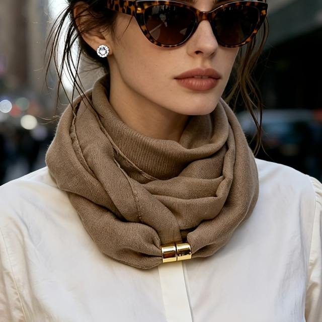 Spring summer new design plain color magnetic snap scarf for women
