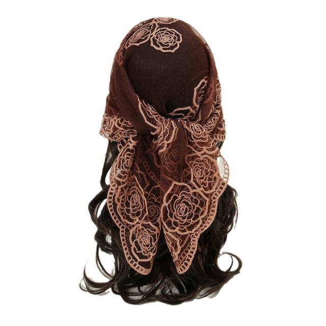 Hot popular embroidered 80cm square scarf headscarf decorative scarves