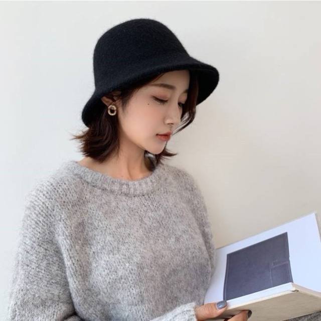 Women's Autumn Winter Fisherman Hat British Retro Style Furry Thickened Basin Hat