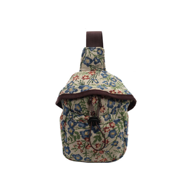 Popular Sweet Flower Women's Crossbody Bag National Style Flower Chest Bag for Women