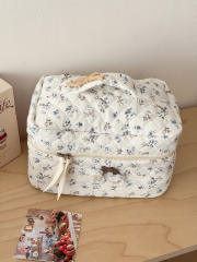 Ins-Style Fresh Floral Makeup Bag Three-Piece Set Quilted Fabric Handbag