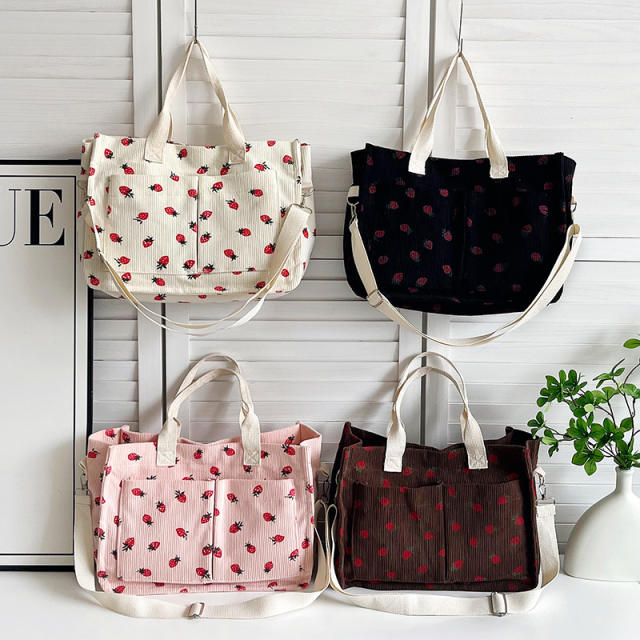 New Fruit Strawberry Printed Large Capacity Multi-pocket Bag