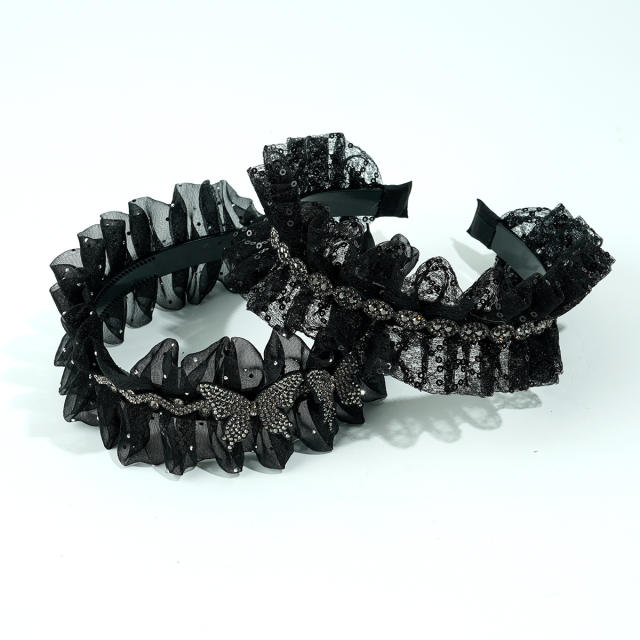 Korean-style Gippple Pleated Rhinestone Hair Hoop headband