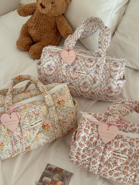 Floral Cylindrical Handbag Mommy Bag New Large-Capacity Travel Portable Floral Handbag