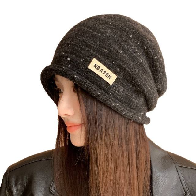 Korean-Style Lettered Rolled-Edge Multicolor Beanie Hat